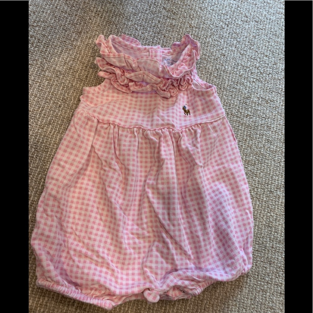 Ralph Lauren Baby Girls Cotton Gingham Romper